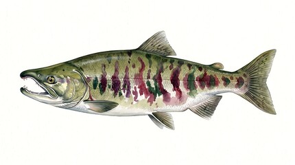 Naklejka premium Chum salmon spawning phase illustration on white background