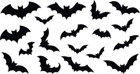 Fototapeta premium black bats flying together in a spooky halloween night sky
