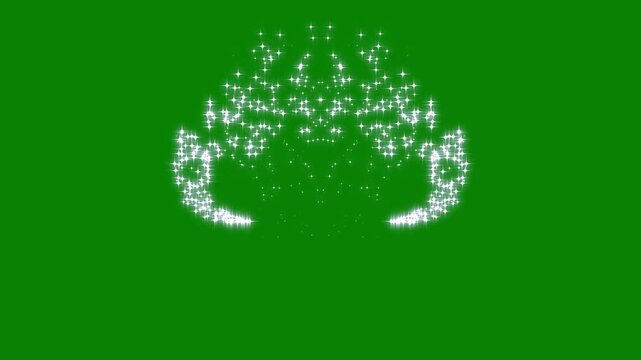 4k Luxury white glitter sparkles line trail, glowing doodle stars, magic dust, vector, flat vector doodles magic dust and pixie dust path, celebration glitter trail particle on green screen.4k video
