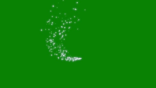 4k Magic glitter sparkle circling trail, white shining dust light, fast line glitter motion. smooth twinkle motion and elegant glow effects on green screen background.4k