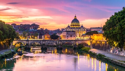 Fototapeta premium Rome urban landscape at sunset