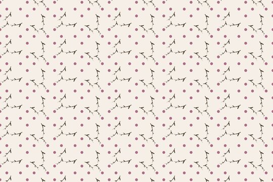Seamless botanical pattern with lobed fern leaves and lavender in chocolate