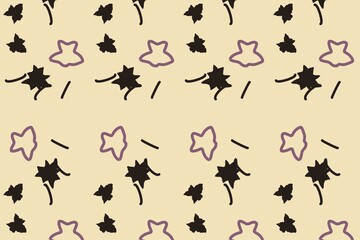 Fototapeta premium Botanical repeat pattern with scattered star flowers, mustard tones