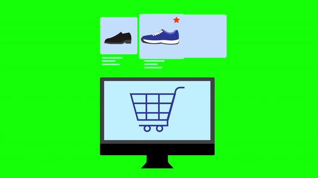Online Ecommerce Shopping Interface with Product Cards, Shoes and Shopping Cart for Digital Retail Commerce