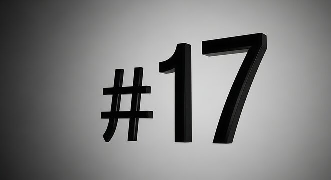 Black number sign and seventeen.