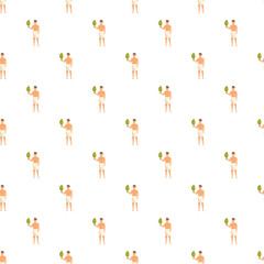 Fototapeta premium Man wearing towel holding birch broom creating a repeating pattern for health and relaxation