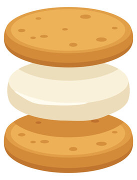 Vector illustration of a delicious smore sandwich with graham crackers and a toasted marshmallow filling