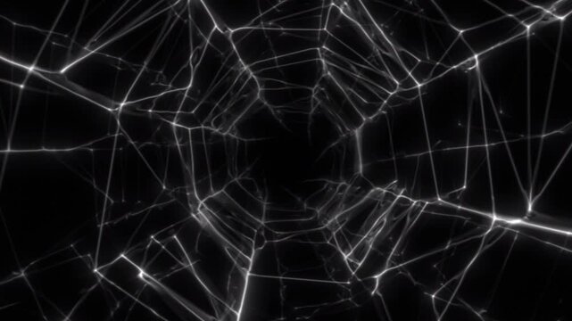 Spider web tunnel in the black background.