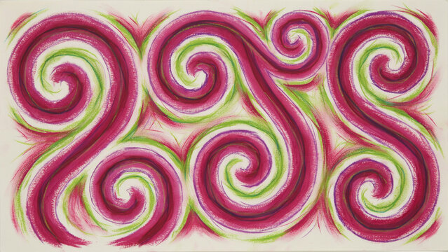 Colorful swirling abstract patterns with vibrant pink green and black designs
