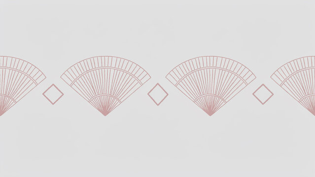 Repeating abstract graphic design with fan shapes and diamond elements
