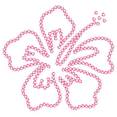 Pink Sparkling Rhinestone Hibiscus Flower Template Vector. Hawaiian Hibiscus Flower Motif Made of Pink Crystals for fashion, prints, hotfix, template, glitter, summer, invitation, crafts, branding.  © Wulandari