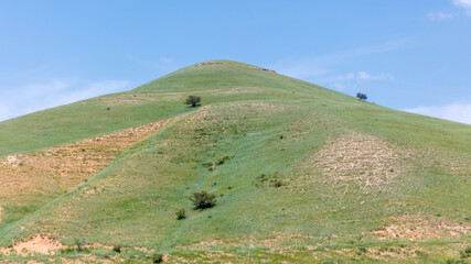 Fototapeta premium Green hill under clear blue sky