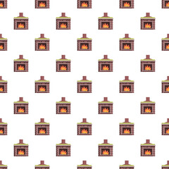 Fototapeta premium Fireplace icons forming a seamless pattern, symbolizing warmth and comfort during winter
