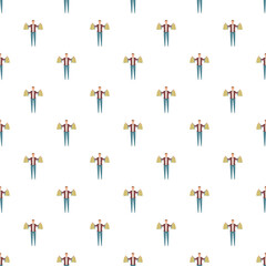 Fototapeta premium Man holding shopping bags repeating in a vertical seamless pattern