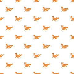Obraz premium Cute orange fox animal repeating across a white background