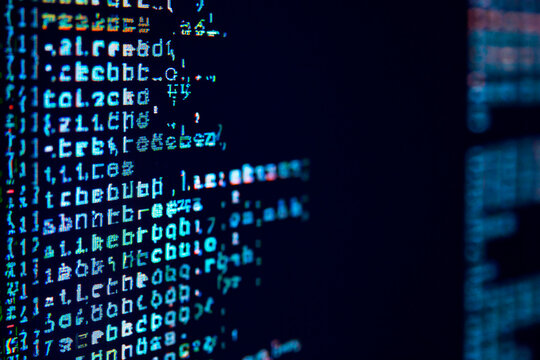 programming code on a screen and glitch effect