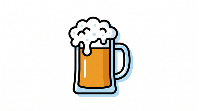 Simple vector illustration of a beer mug with frothy foam on a white background.