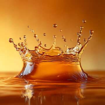 Liquid splash shaped like a crown in a closeup composition.