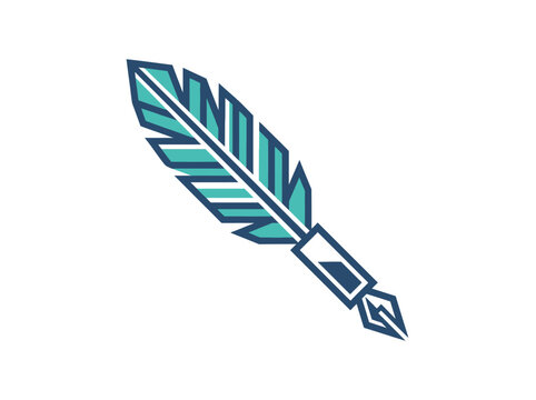Stylized Turquoise Arrow Feather Illustration Design.