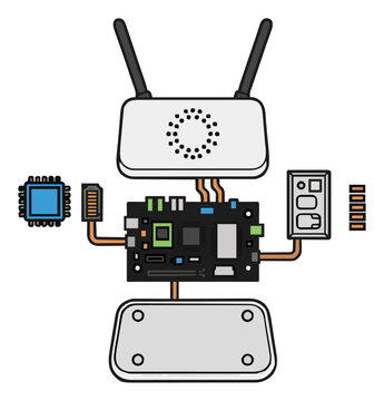Wifi router hardware isolated on white background. Generative AI