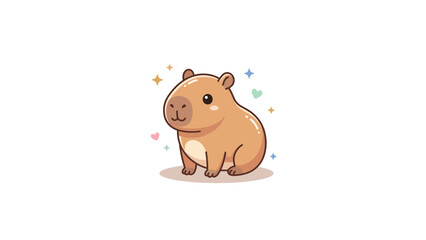 Fototapeta premium Relaxed cartoon capybara on white background.