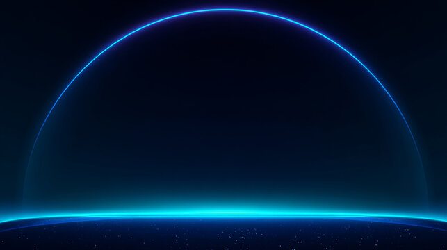 Neon Arc Rising Over Futuristic Horizon