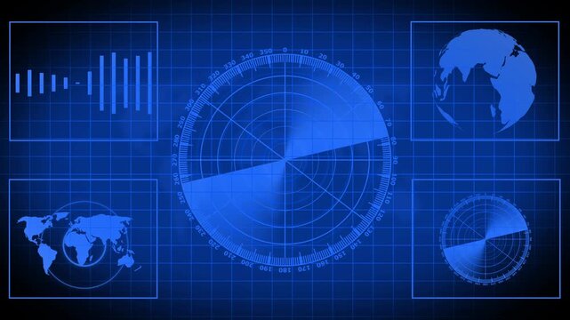 Radar screen animation. Radar point to detect enemy position. Technology radar screen animation. Radar Scanning loop .radar icon animation.4k