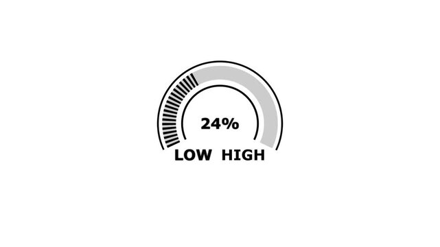 Speedometer gauge showing high speed with clear numbers tick marks and needle pointing with on 4k video animation.