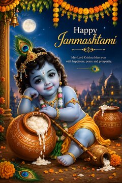 Happy Shri Krishna Janmashtami Gokulashtami Krushna Jayanti Ashtami Rohini Festival