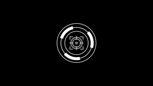 white crosshair targeting reticle with circular scale markings on black background aiming scope crosshair.4K
