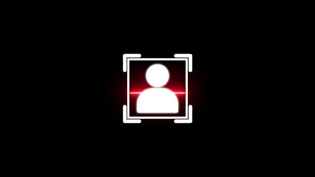 Glowing scan icon showing scanner processing code, which is a scan concept. Animated QR code scan icon loop on black screen chroma key, digital payment and barcode reader motion graphic.