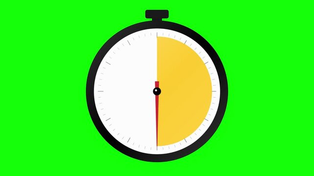 Animated Stopwatch Timer with Circular Progress Indicator on Green Screen Background