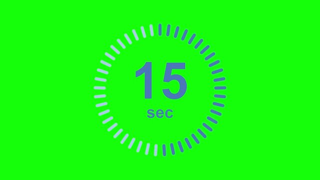 Animated Circular Countdown Timer with Seconds Display on Green Screen Background
