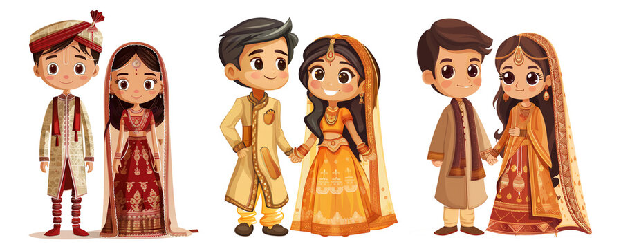 traditional indian married man woman cutout in pack