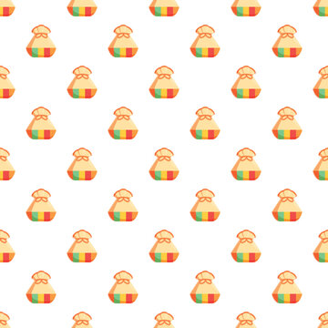 Korean lucky bags creating a vibrant cultural seamless pattern