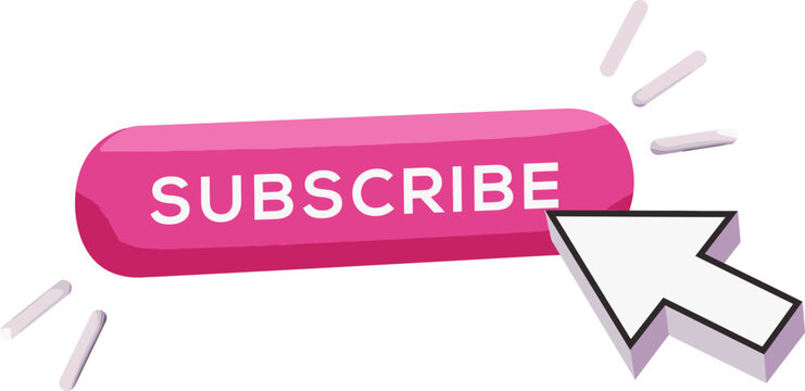 Pink subscribe button with cursor clicking on it.