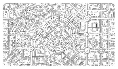Naklejka premium Urban Road Network Seamless Town Map Editable Thin Line Vector Pattern
