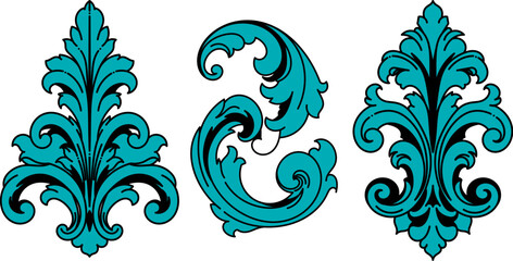 Baroque Fleur de lis Centerpiece Ornament Vector Set Collection © Fili
