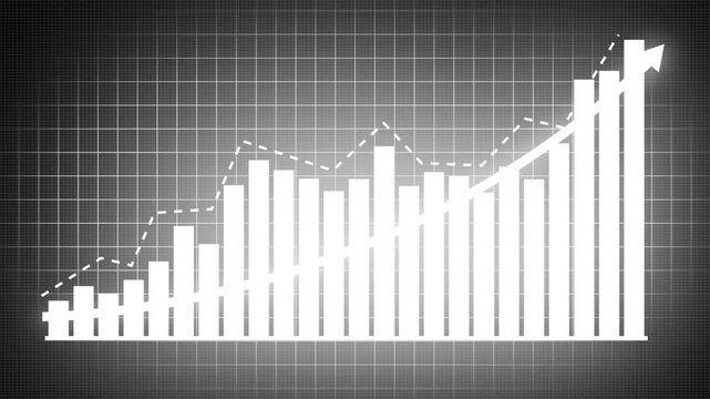 Rising graph representing stable growth, financial performance, data analysis and balanced business. Business graph growth concept in allusive graph chart showing marketing sales profit increasing 4k