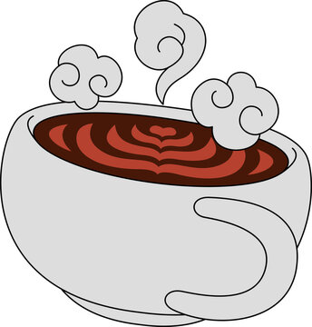 Illustration of Steaming Cup of Coffee