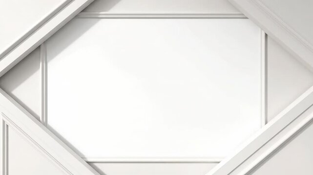 Modern clean geometric background design, abstract white pattern with shape texture, elegant intersecting panels creating bright airy feel, evoking tranquility sophistication, minimalist design