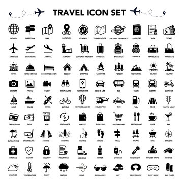Travel Icon Set Featuring Global Destinations And Tourism Elements