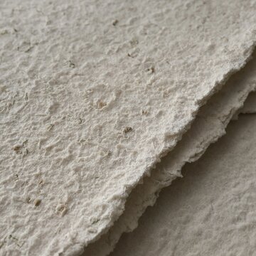 Natural handmade textured paper background with organic rough deckled edges macro view