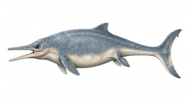 Ancient ichthyosaurus marine reptile swimming in the prehistoric ocean