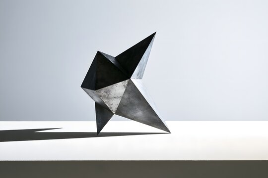 Abstrakte geometrische Skulptur als Symbol f&uuml;r Transformation Komplexit&auml;t und modernes Denken
