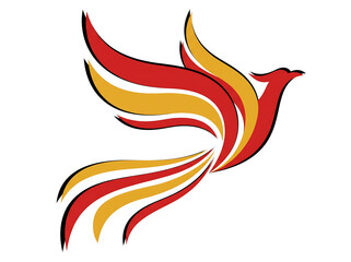 Fototapeta premium Stylized Phoenix Firebird in Flight