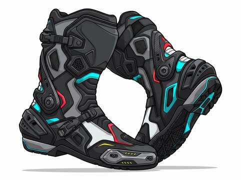 Modern Protective Motorcycle Racing Boots for Professional Biking and Extreme Sports Performance