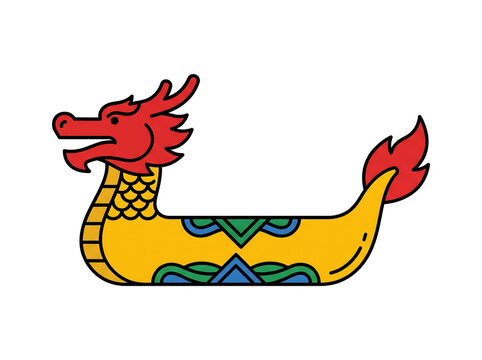 Chinese Dragon Boat with Decorative Traditional Patterns