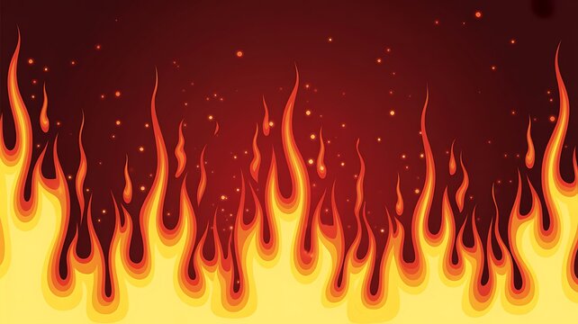 Abstract blazing fire flames border with glowing sparks on dark background, dramatic heat and energy backdrop. 