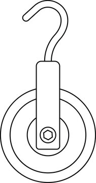 Pulley Outline Icon Illustration on White Background